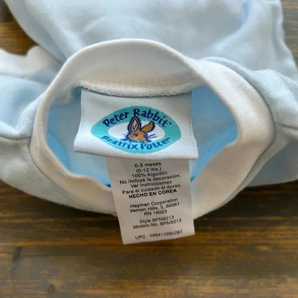 Peter Rabbit Benjamin Onesie Blue White - Picture 2 of 5
